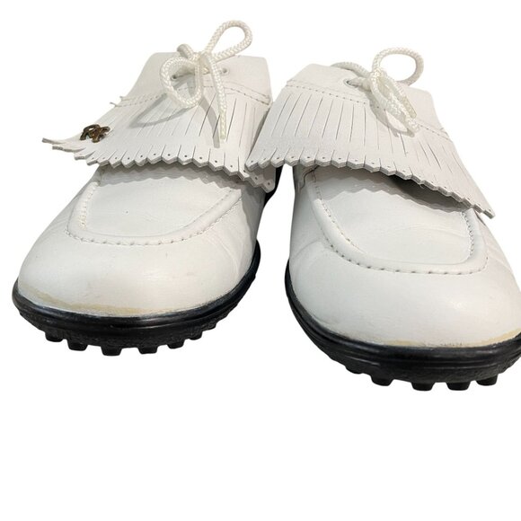 Vintage Ray‎ Floyd Golf Shoes White Leather Fringe Classic Retro Gorpcore 80s main image 4